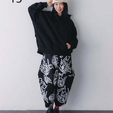 ★入荷済み★2026AW★nunuforme ヌヌフォルム OKIフラワー 八分丈 ポインテッドパンツ Black×White 13-nf26-621-265