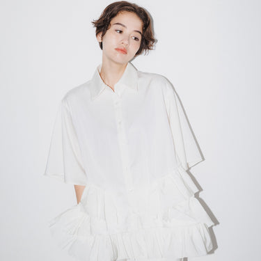 ★入荷済み★2026SS★nunuforme ヌヌフォルム ボリュームフリルシャツ OffWhite Adult 14-nf25-549-253