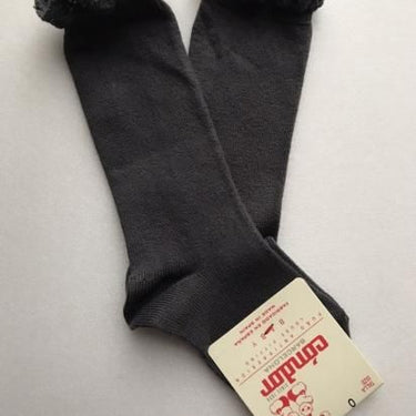 Condor コンドル KNEE SOCKS LACE EDGING CUFF レースエッジングカフ ニーソックス 257 Carbon チャコール 2409/2