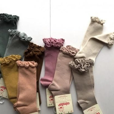 Condor コンドル KNEE SOCKS LACE EDGING CUFF レースエッジングカフ ニーソックス 334 Piedra ピンクベージュ 2409/2