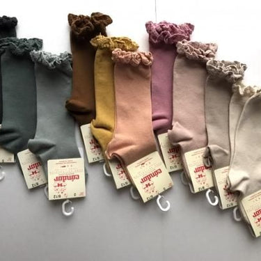 Condor コンドル KNEE SOCKS LACE EDGING CUFF レースエッジングカフ ニーソックス 629 Mostaza マスタード 2409/2
