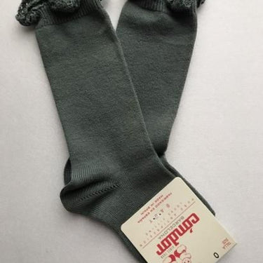 Condor KNEE SOCKS WITH LACE EDGING CUFF レースエッジングカフ ニーソックス 761 Liquen ボトルグリーン 2409/2