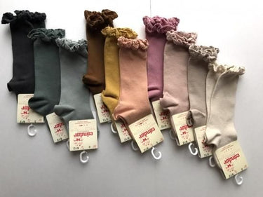 Condor KNEE SOCKS WITH LACE EDGING CUFF レースエッジングカフ ニーソックス 761 Liquen ボトルグリーン 2409/2