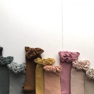 Condor KNEE SOCKS WITH LACE EDGING CUFF レースエッジングカフ ニーソックス 761 Liquen ボトルグリーン 2409/2