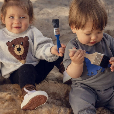 ★Chapter2★2025AW★mini rodini ミニロディーニ Bear chenille sweatshirt Grey melange