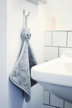 松尾ミユキ タオルハンカチ Cat Face Hand towel Gray MM662
