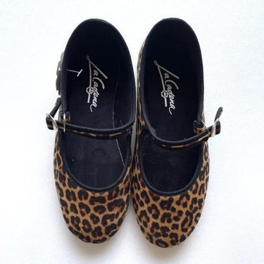 La Cadena ラカデナ JAPONESA LEOPARD VELOUR x SOLID TRIM TOSTADO ベロアワンストラップ YELLOW LEO×BLK 55611/034