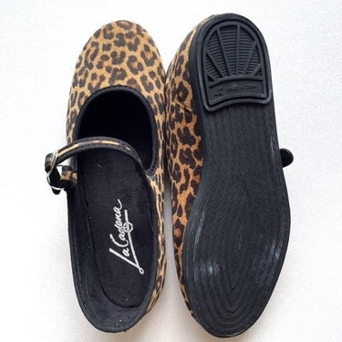 La Cadena ラカデナ JAPONESA LEOPARD VELOUR x SOLID TRIM TOSTADO ベロアワンストラップ YELLOW LEO×BLK 55611/034