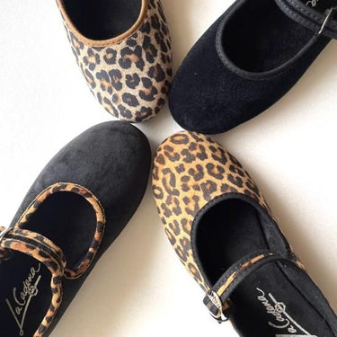 La Cadena ラカデナ JAPONESA LEOPARD VELOUR x SOLID TRIM TOSTADO ベロアワンストラップ BEIGE LEO×BEG レオパード 55611/021