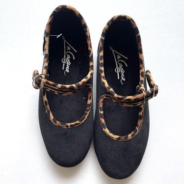 La Cadena ラカデナ JAPONESA SOLID VELOUR x  LEOPARD TRIM BLACK ベロアワンストラップ 55621/002