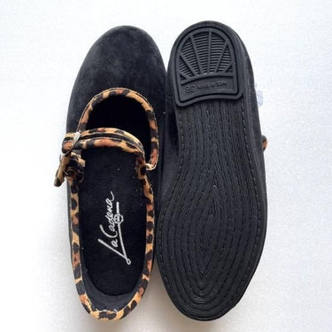 La Cadena ラカデナ JAPONESA SOLID VELOUR x  LEOPARD TRIM BLACK ベロアワンストラップ 55621/002