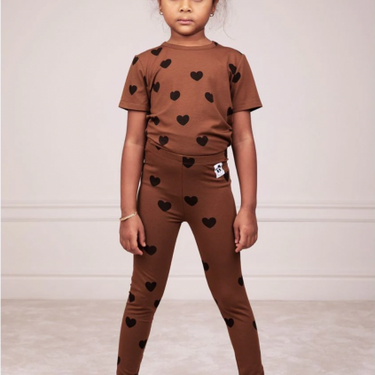 ★BASIC★mini rodini ミニロディーニ Basic hearts ss tee TENCEL™ Brown
