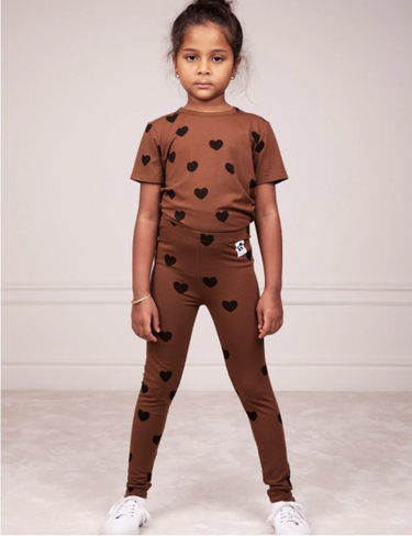 ★BASIC★mini rodini ミニロディーニ Basic hearts ss tee TENCEL™ Brown