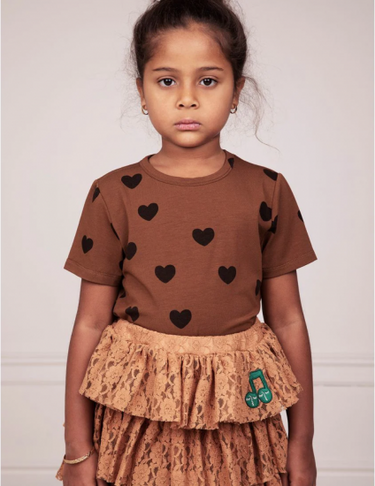 ★BASIC★mini rodini ミニロディーニ Basic hearts ss tee TENCEL™ Brown