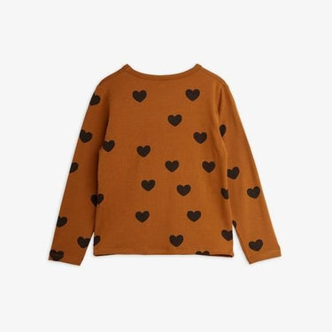 ★BASIC★mini rodini ミニロディーニ Basic hearts ls tee TENCEL™ Brown