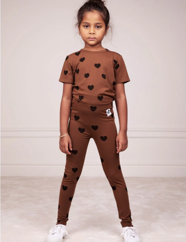 ★BASIC★mini rodini ミニロディーニ Basic hearts leggings TENCEL™ Brown