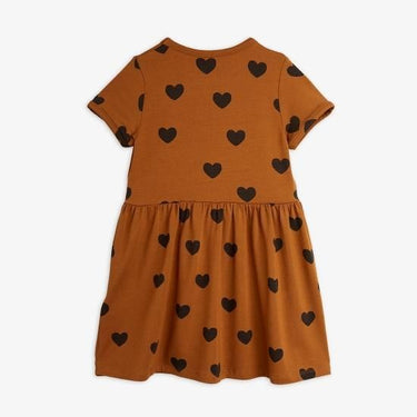 ★BASIC★mini rodini ミニロディーニ Basic hearts ss dress TENCEL™ Brown