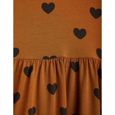 ★BASIC★mini rodini ミニロディーニ Basic hearts ss dress TENCEL™ Brown