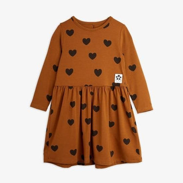 ★BASIC★mini rodini ミニロディーニ Basic hearts ls dress TENCEL™ Brown