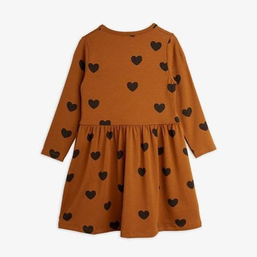 ★BASIC★mini rodini ミニロディーニ Basic hearts ls dress TENCEL™ Brown