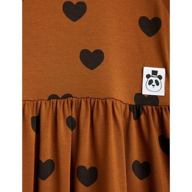 ★BASIC★mini rodini ミニロディーニ Basic hearts ls dress TENCEL™ Brown