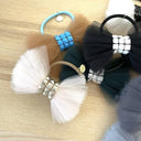 ★40％OFF★froufroudesucre フルフルドシュクル Tulle ribbon hair tie green チュールリボン シルバースタッズ×D.グリーン