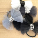 ★40％OFF★froufroudesucre フルフルドシュクル Tulle ribbon hair tie green チュールリボン シルバースタッズ×D.グリーン