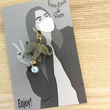 ★40％OFF★froufroudesucre フルフルドシュクル MASK CHARM elephant マスクチャーム ゾウ