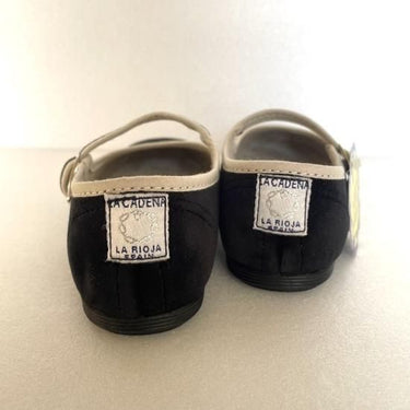 La Cadena ラカデナ MERCEDES BROCHE BOHEME SNAP BUTTON ONE STRAP kids ストラップシューズ BLACK×BEIGE 55771/002