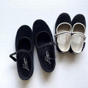 La Cadena ラカデナ MERCEDES BROCHE BOHEME SNAP BUTTON ONE STRAP kids ストラップシューズ BLACK×BEIGE 55771/002