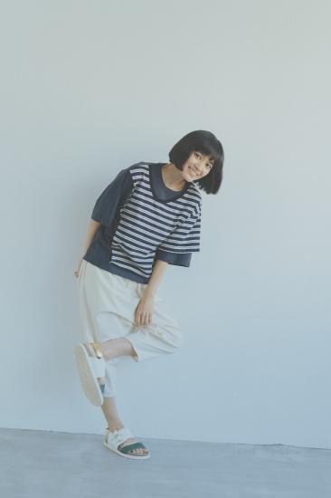 ★70%OFF★2023SS★nunuforme ヌヌフォルム VネックレイヤードT Charcoal 26-nf19-914-506