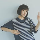 ★70%OFF★2023SS★nunuforme ヌヌフォルム VネックレイヤードT Charcoal 26-nf19-914-506