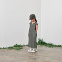 ★40%OFF★2023SS★MOUN TEN. マウンテン bicolor waffle dress charcoal x lime 23S-MO16-1317