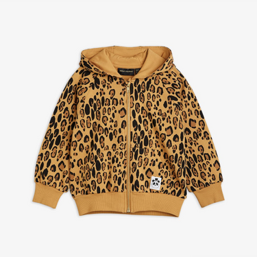 ★BASIC★mini rodini ミニロディーニ Basic leopard zip hoodie Beige
