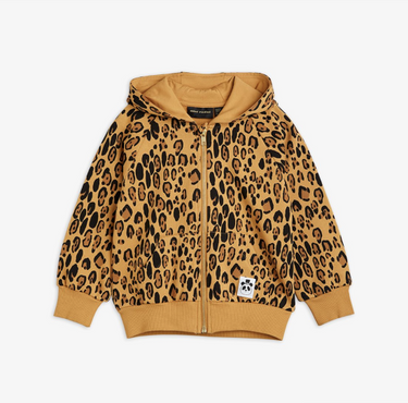 ★BASIC★mini rodini ミニロディーニ Basic leopard zip hoodie Beige