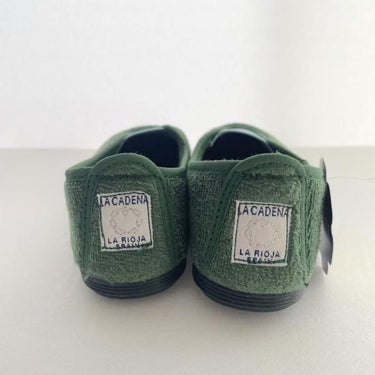 La Cadena ラカデナ GIMNASIA - SUMMER PILE PILE PANEL SLIP ON kids サマーパイル GREEN×SAX BLUE 55233/15/06