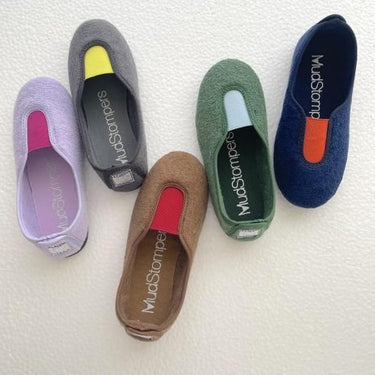 La Cadena ラカデナ GIMNASIA - SUMMER PILE PILE PANEL SLIP ON kids サマーパイル AZUL×ORANGE 55233/01/32