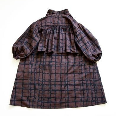 ★50%OFF★2023AW★michirico ミチリコ Chocolate check back gather OP チャコール MR23AW-18(kids)