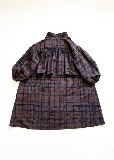 ★50%OFF★2023AW★michirico ミチリコ Chocolate check back gather OP チャコール MR23AW-18(kids)