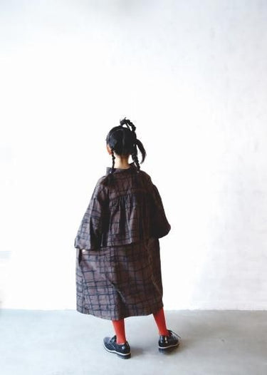 ★50%OFF★2023AW★michirico ミチリコ Chocolate check back gather OP チャコール MR23AW-18(kids)