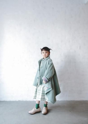 ★40%OFF★2023AW★michirico ミチリコ Back check coat くすみグリーン MR23AW-29 (kids/womens)