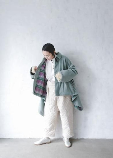 ★40%OFF★2023AW★michirico ミチリコ Back check coat くすみグリーン MR23AW-29 (kids/womens)