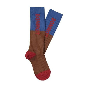 ★50%OFF★2023AW★BONMOT ORGANIC ボンモット オーガニック Sock bonmot color block Fresh blue AW23-SOCK-FBL