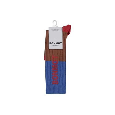★50%OFF★2023AW★BONMOT ORGANIC ボンモット オーガニック Sock bonmot color block Fresh blue AW23-SOCK-FBL