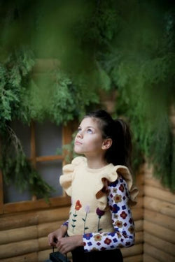 ★40%OFF★2023AW★Kalinka Kids カリンカキッズ Flower Blouse Natural/Blue