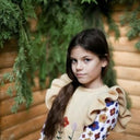 ★40%OFF★2023AW★Kalinka Kids カリンカキッズ Flower Blouse Natural/Blue
