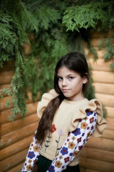 ★40%OFF★2023AW★Kalinka Kids カリンカキッズ Flower Blouse Natural/Blue