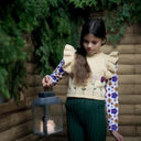 ★40%OFF★2023AW★Kalinka Kids カリンカキッズ Flower Blouse Natural/Blue
