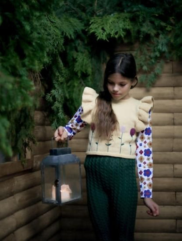 ★40%OFF★2023AW★Kalinka Kids カリンカキッズ Flower Blouse Natural/Blue