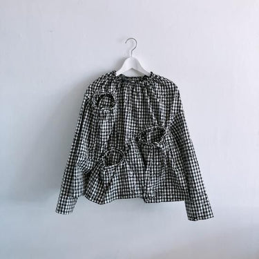 ★2023AW★frankygrow フランキーグロウ Lett. RANDOM HOLE PULLOVER BLACK CHECKED×BLACK Lett. 23FWCS-463